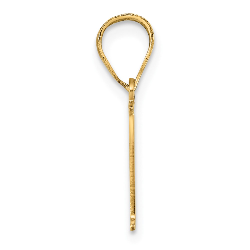 14k Polished Etched Letter D Initial Pendant (YC1539D)