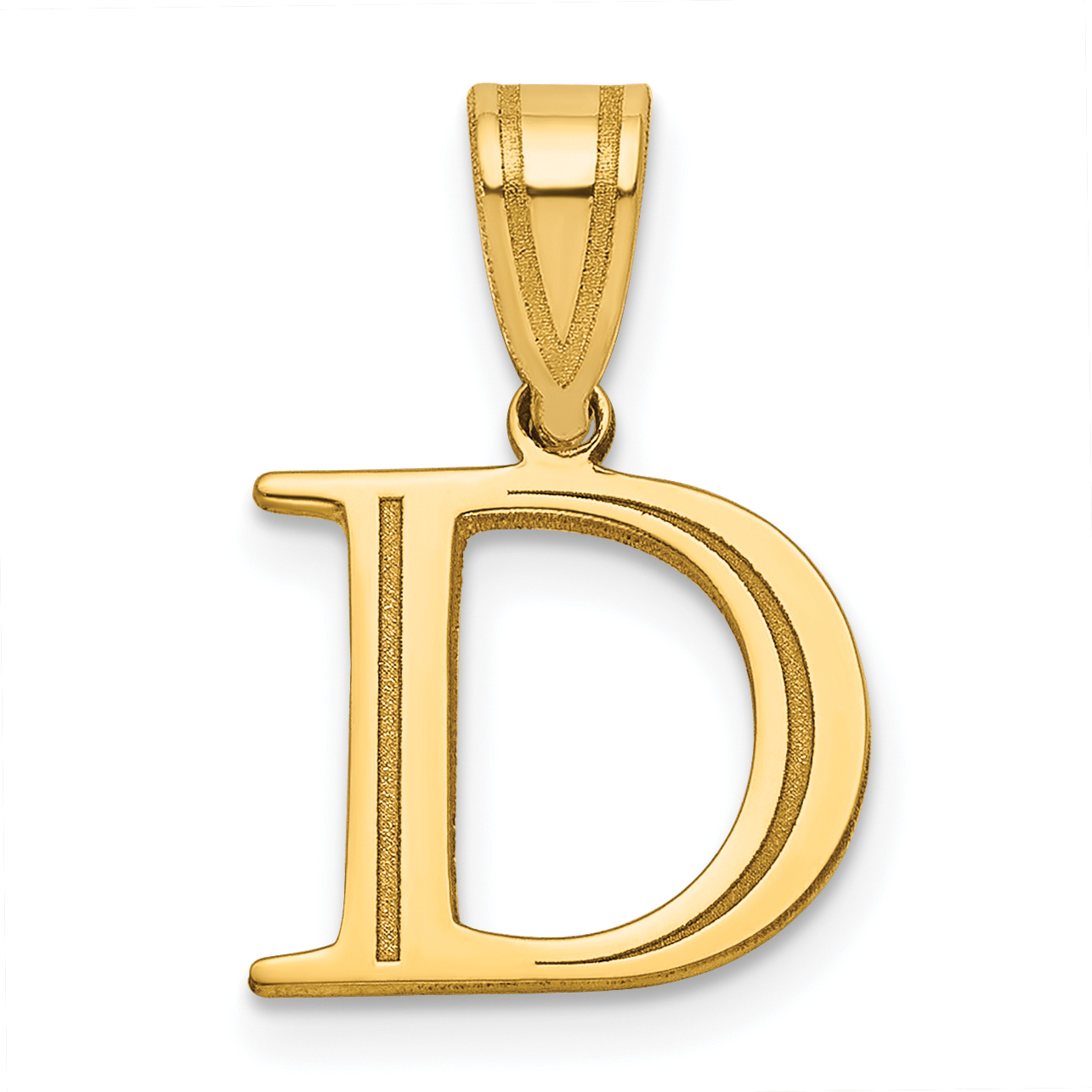 14k Polished Etched Letter D Initial Pendant (YC1539D)
