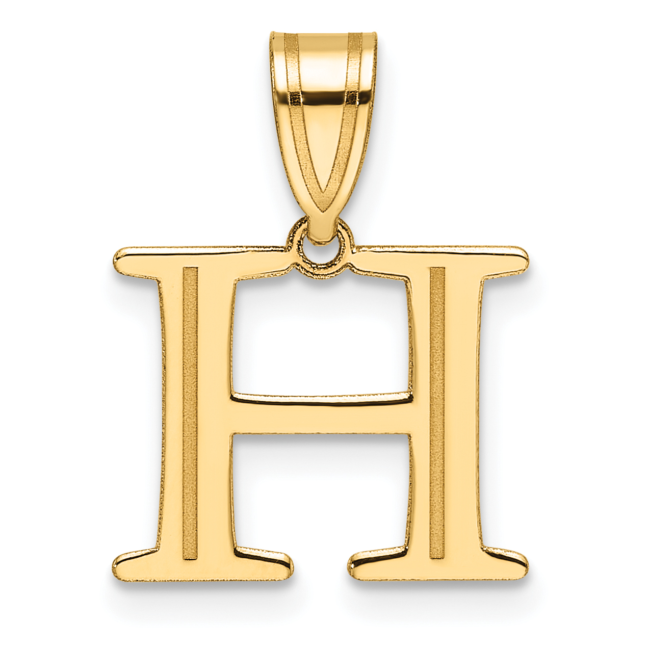 14k Polished Etched Letter H Initial Pendant (YC1539H)