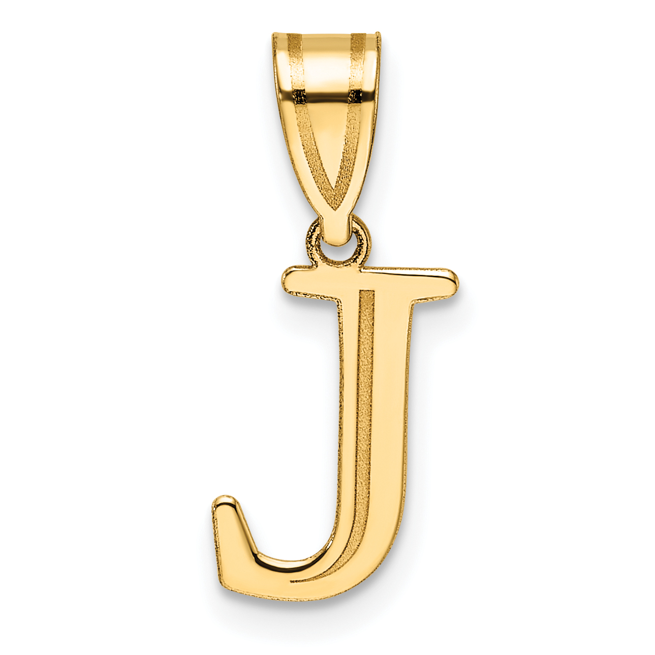 14k Polished Etched Letter J Initial Pendant (YC1539J)