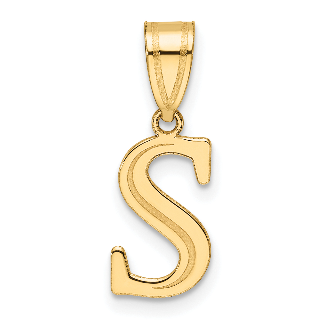 14k Polished Etched Letter S Initial Pendant (YC1539S)