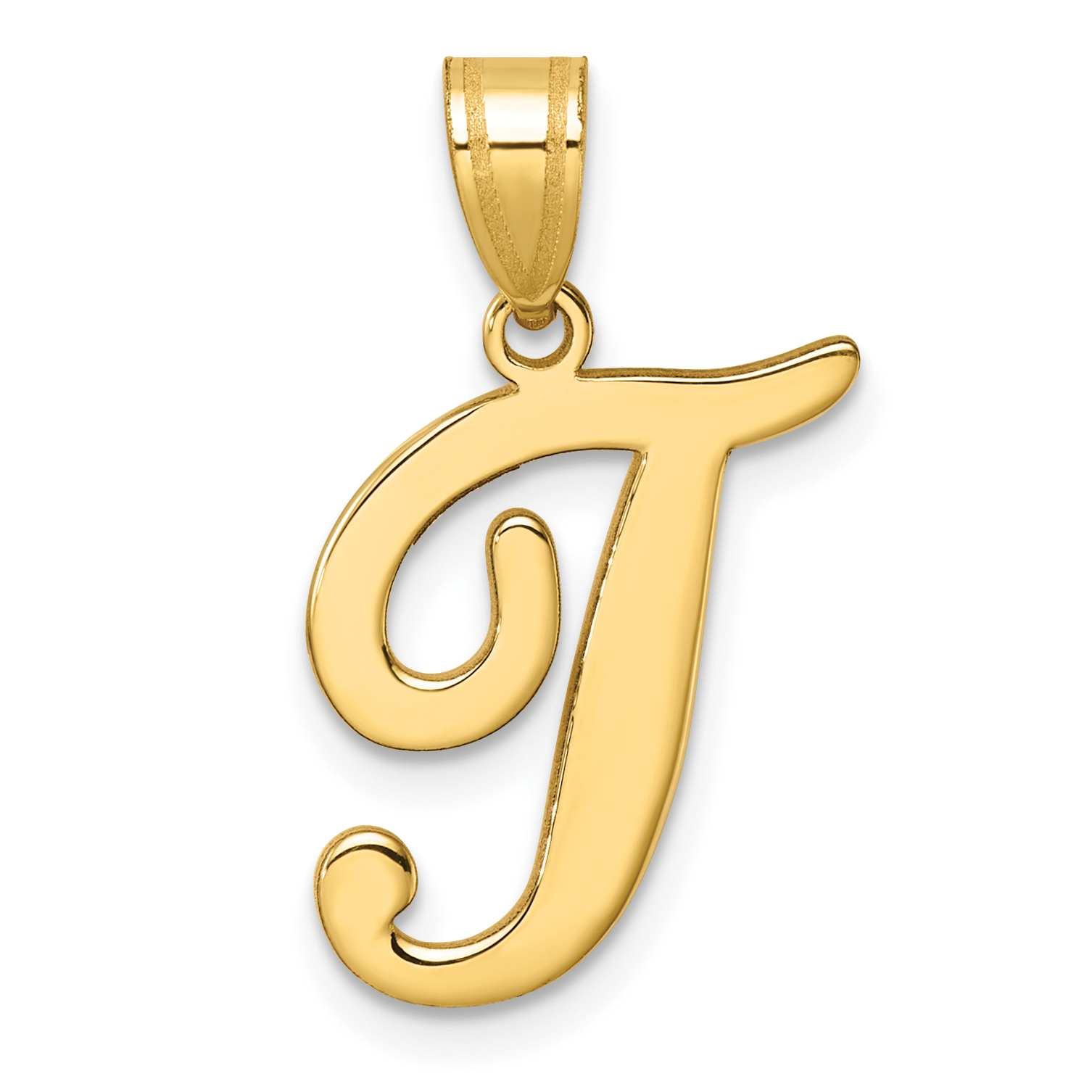 14K Script Letter T Initial Pendant (YC1540T)
