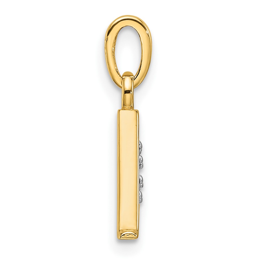 14K with Rhodium Diamond Letter A Initial Pendant (YC1541A)