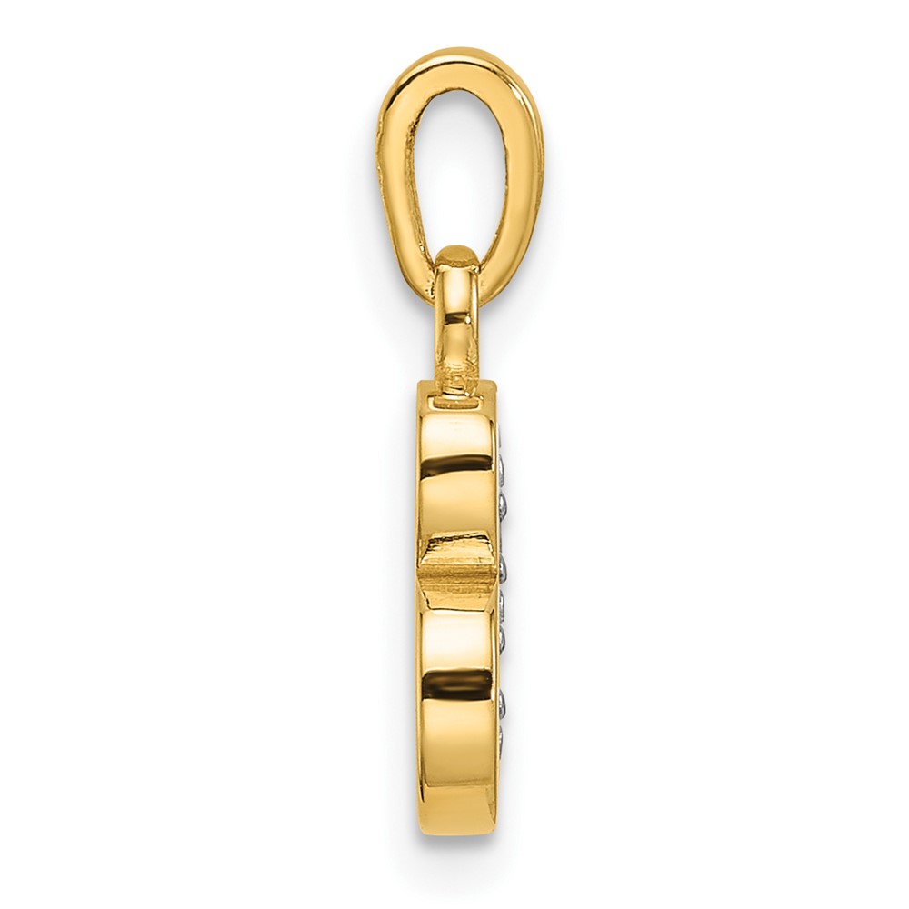 14K with Rhodium Diamond Letter B Initial Pendant (YC1541B)