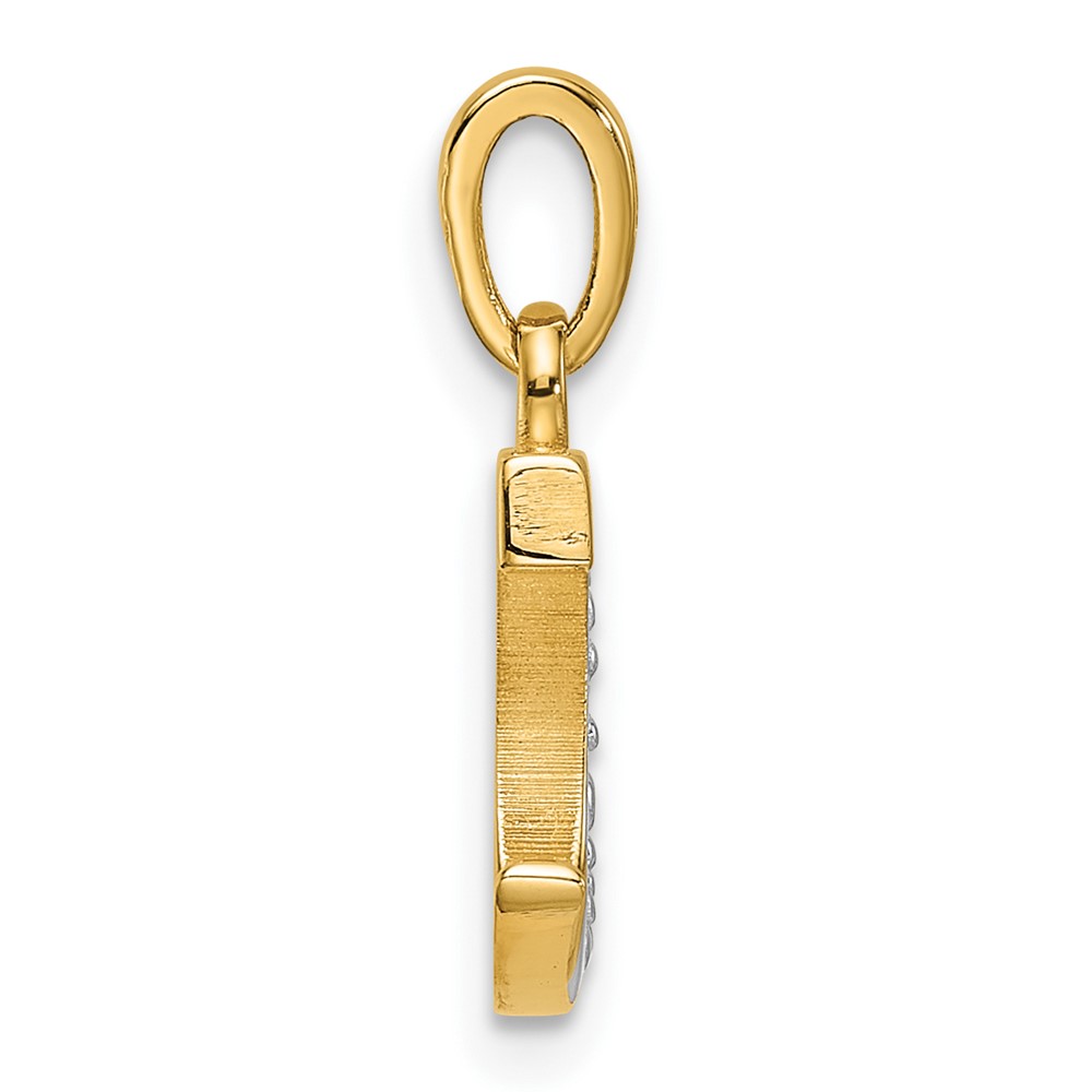14K with Rhodium Diamond Letter C Initial Pendant (YC1541C)