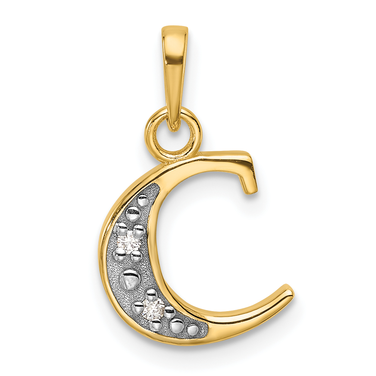 14K with Rhodium Diamond Letter C Initial Pendant (YC1541C)