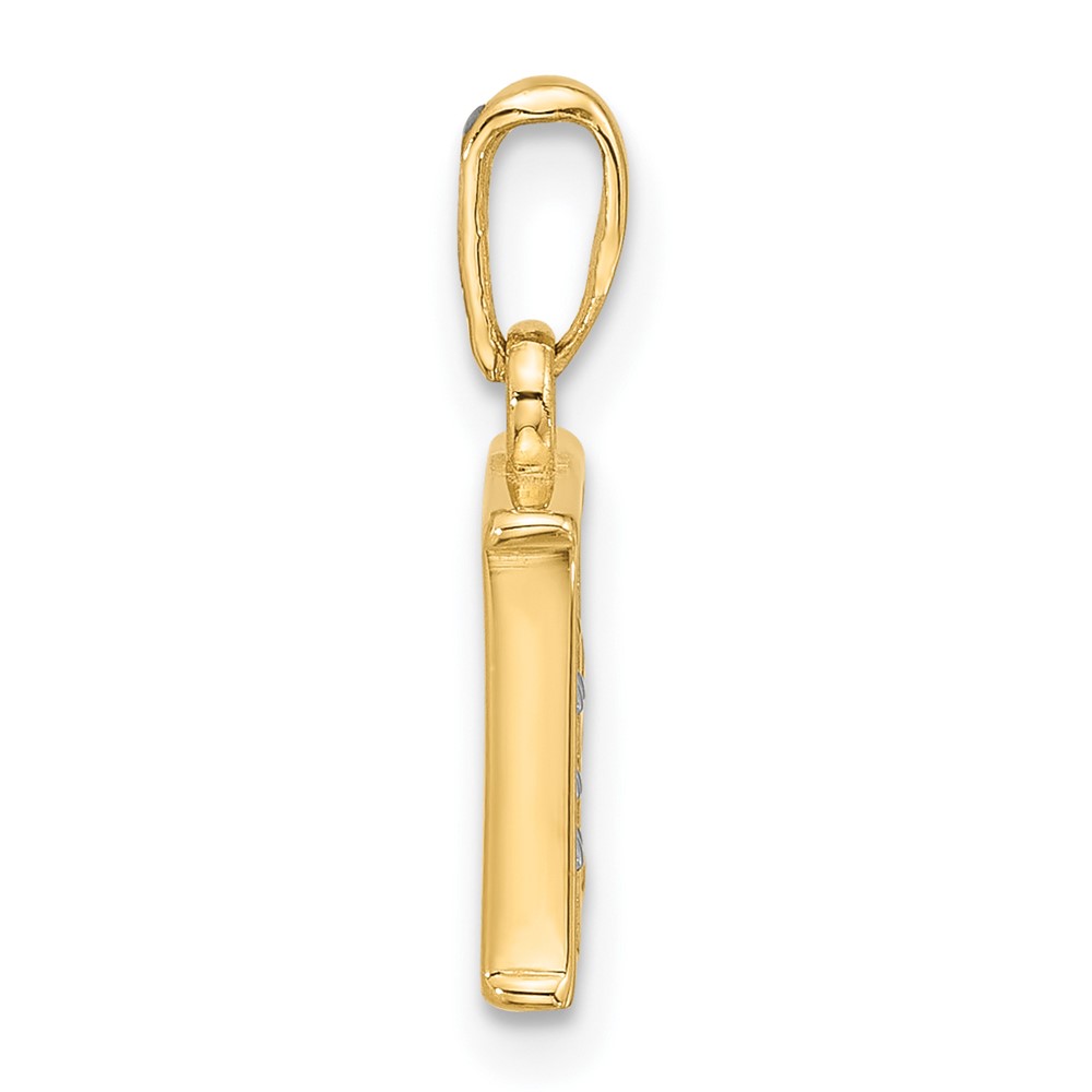 14K with Rhodium Diamond Letter E Initial Pendant (YC1541E)