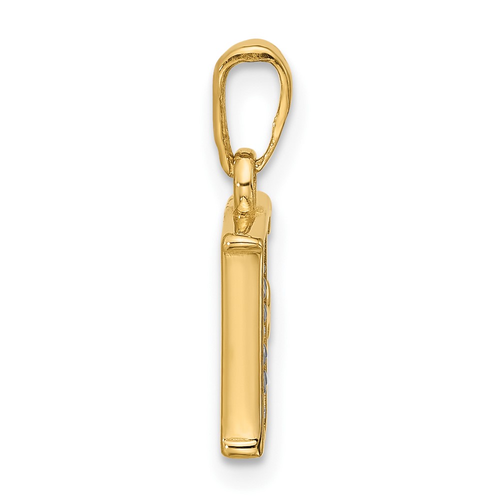 14K with Rhodium Diamond Letter F Initial Pendant (YC1541F)