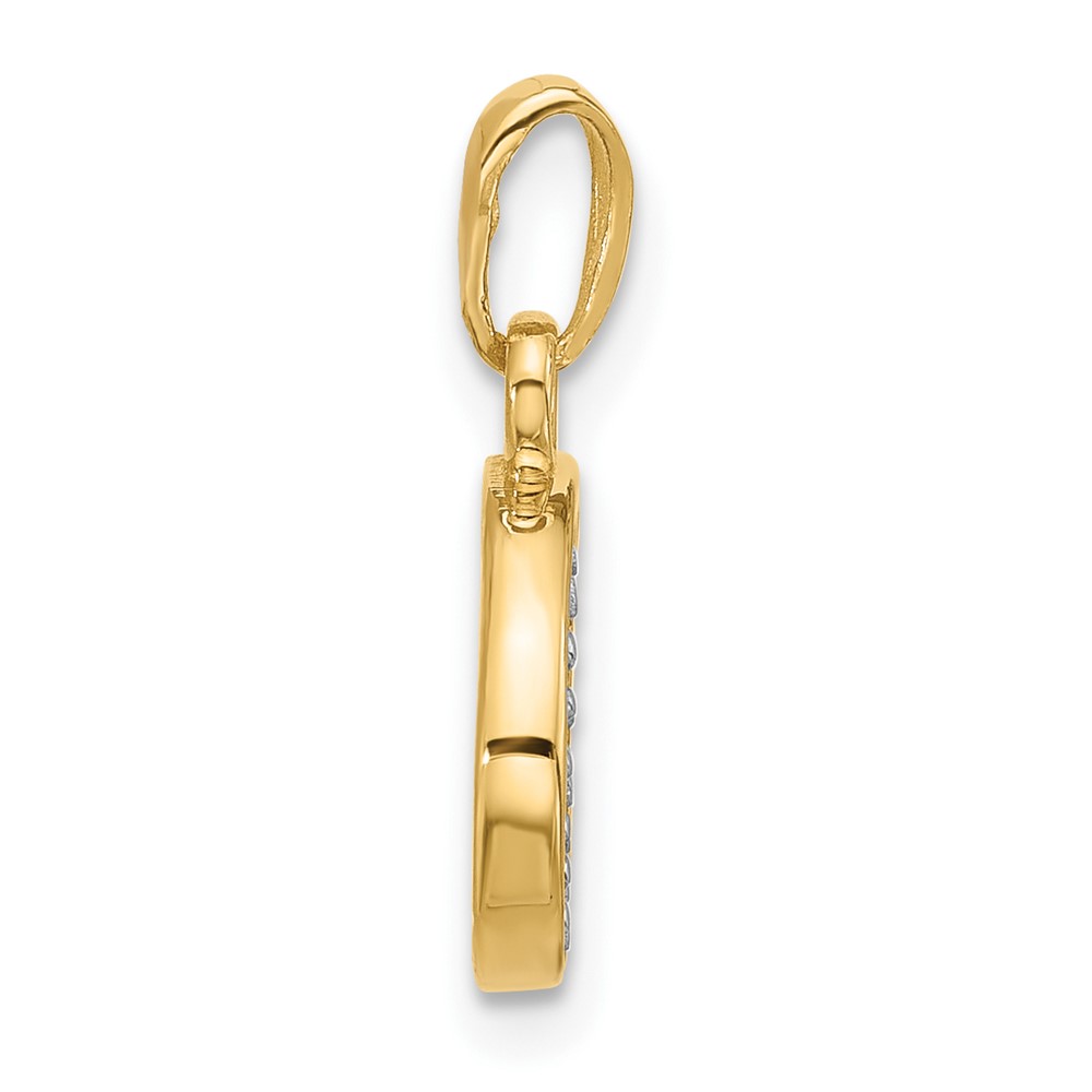 14K with Rhodium Diamond Letter G Initial Pendant (YC1541G)
