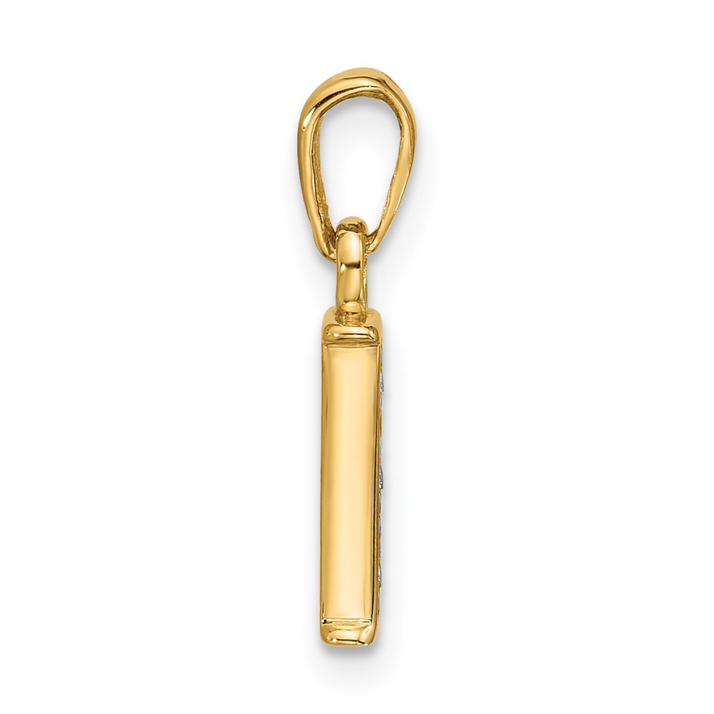 14K with Rhodium Diamond Letter I Initial Pendant (YC1541I)