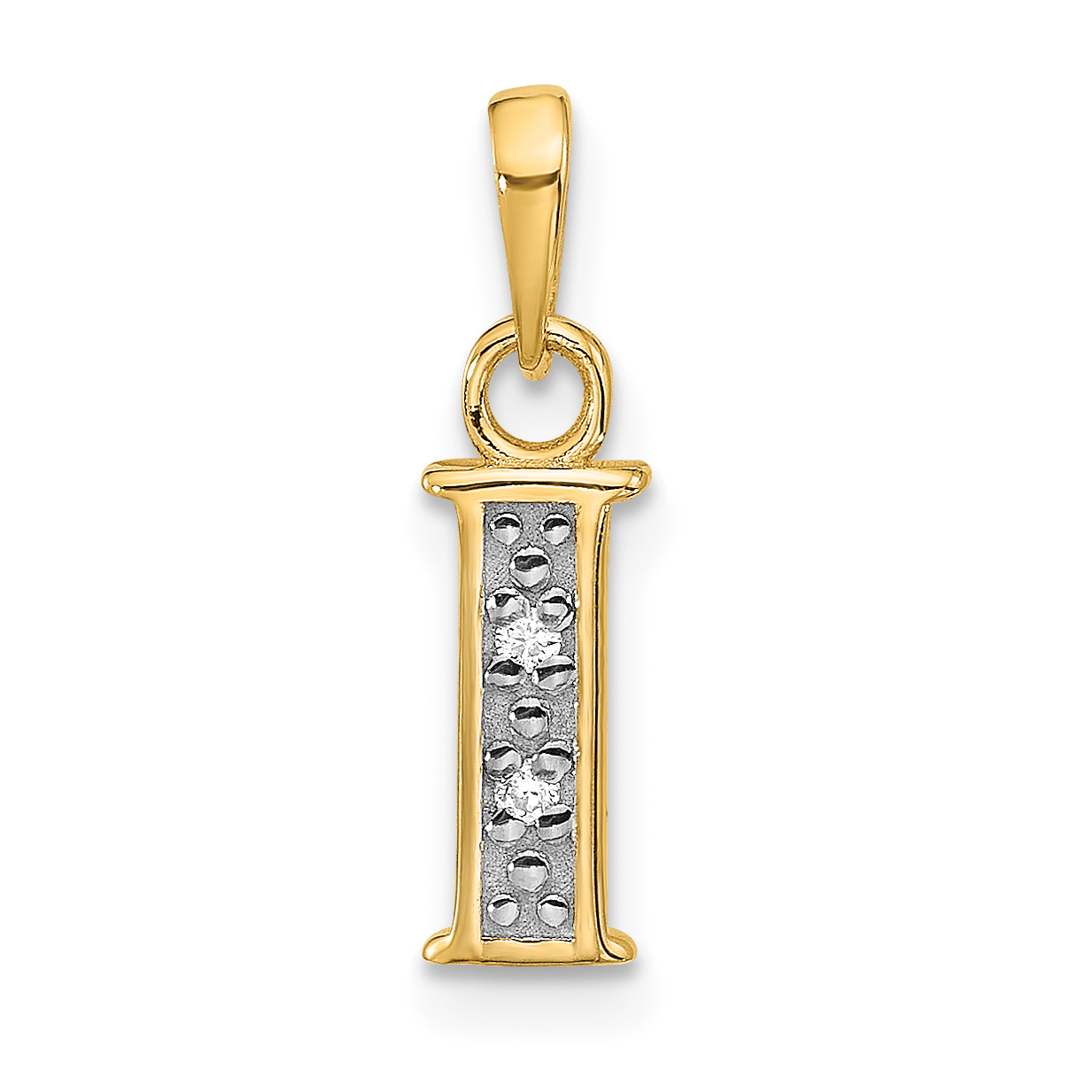 14K with Rhodium Diamond Letter I Initial Pendant (YC1541I)