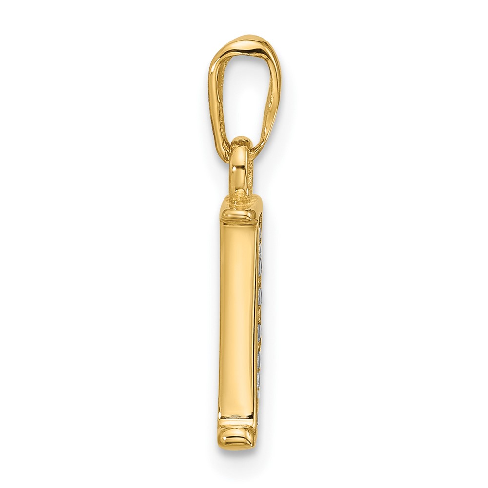 14K with Rhodium Diamond Letter J Initial Pendant (YC1541J)