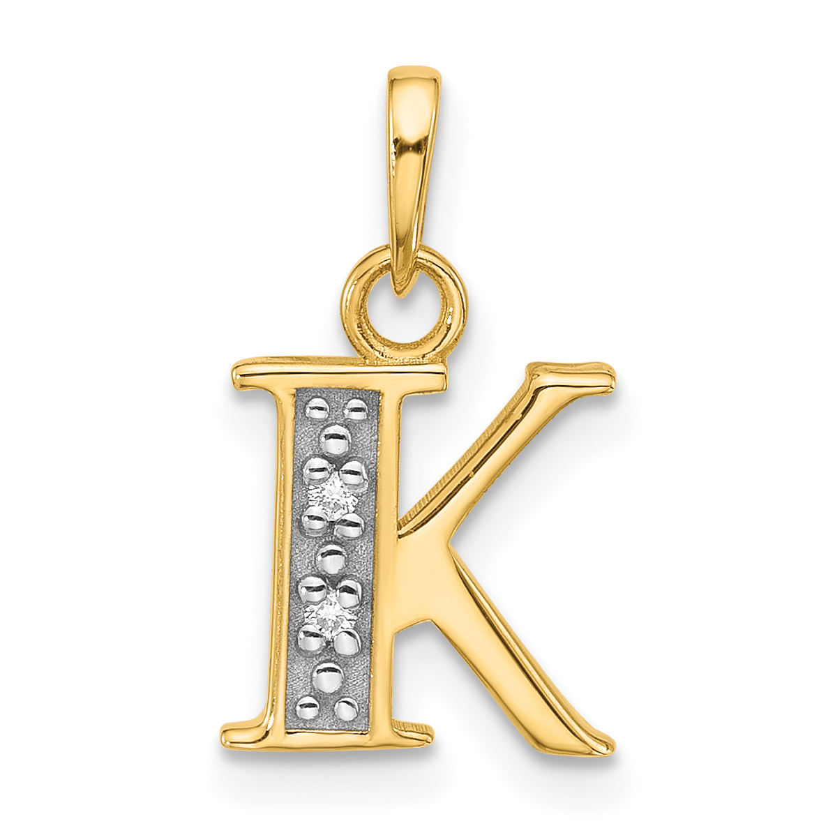 14K with Rhodium Diamond Letter K Initial Pendant (YC1541K)