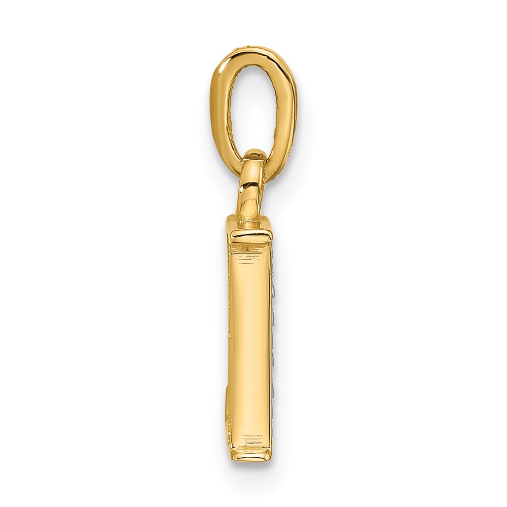 14K with Rhodium Diamond Letter L Initial Pendant (YC1541L)