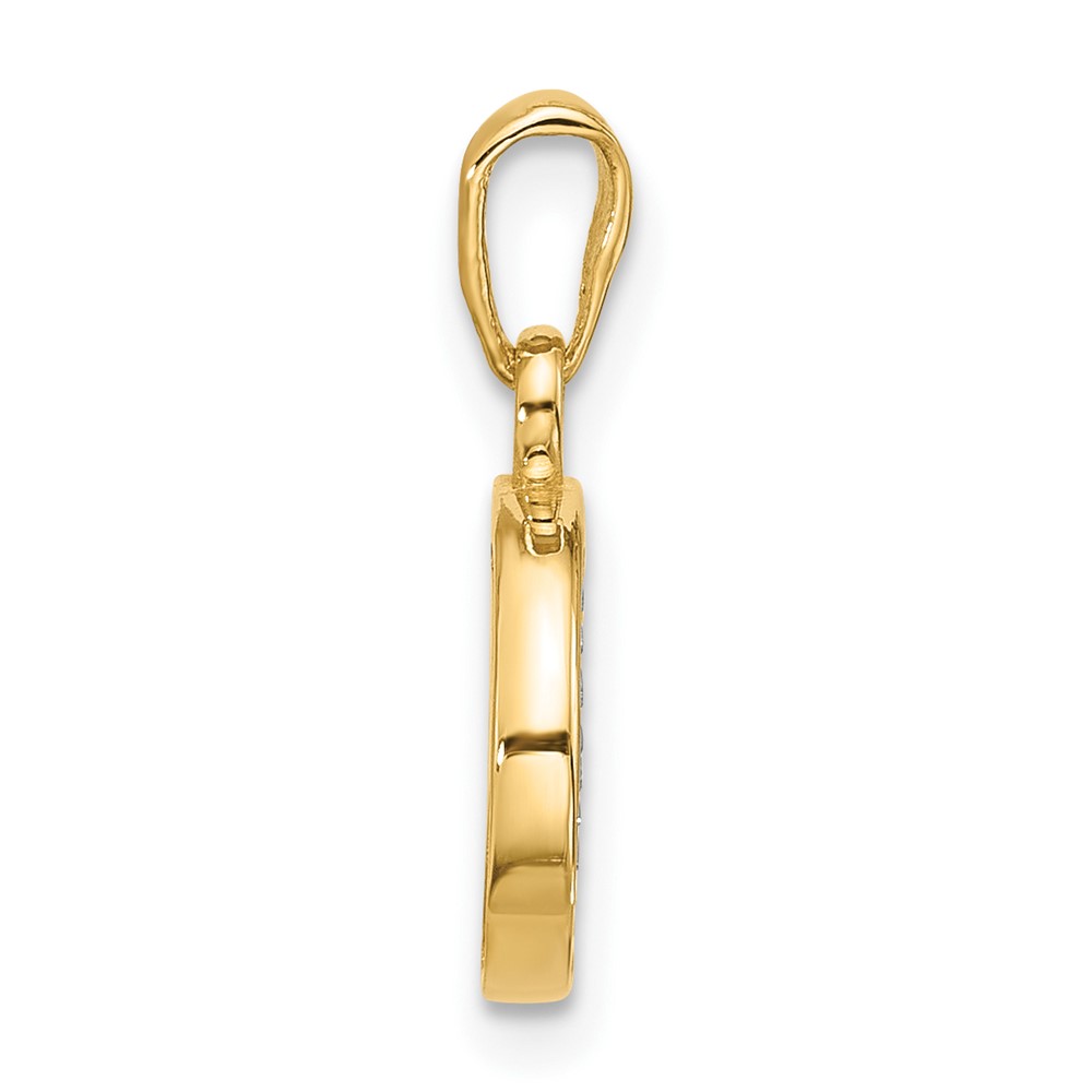14K with Rhodium Diamond Letter O Initial Pendant (YC1541O)