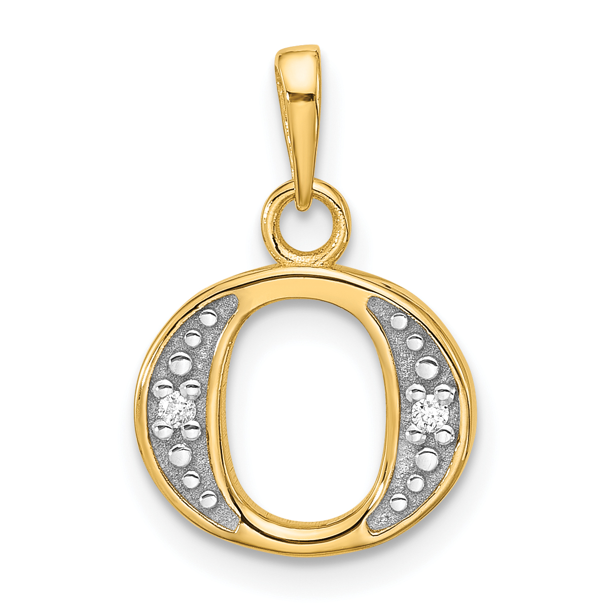 14K with Rhodium Diamond Letter O Initial Pendant (YC1541O)