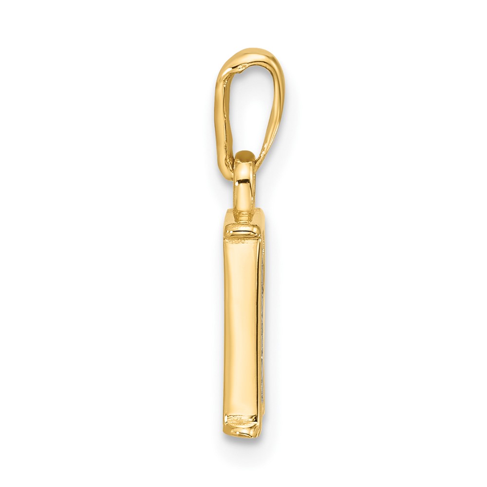 14K with Rhodium Diamond Letter R Initial Pendant (YC1541R)