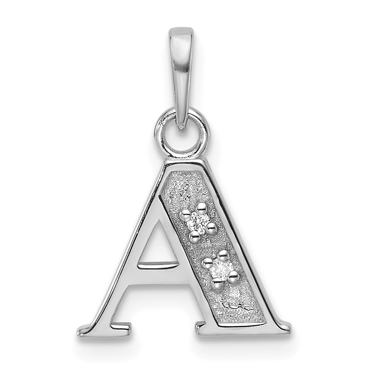 14K White Gold Diamond Letter A Initial Pendant (YC1541WA)
