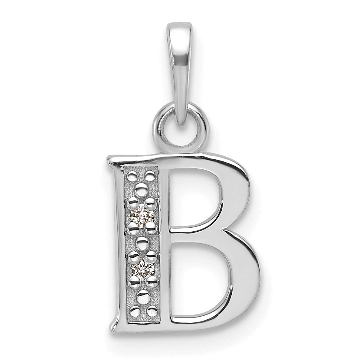 14K White Gold Diamond Letter B Initial Pendant (YC1541WB)