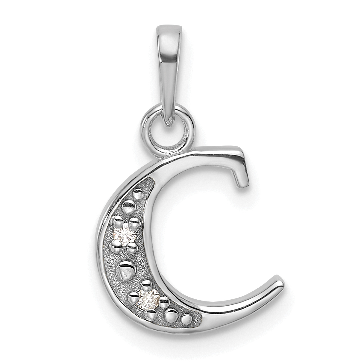 14K White Gold Diamond Letter C Initial Pendant (YC1541WC)