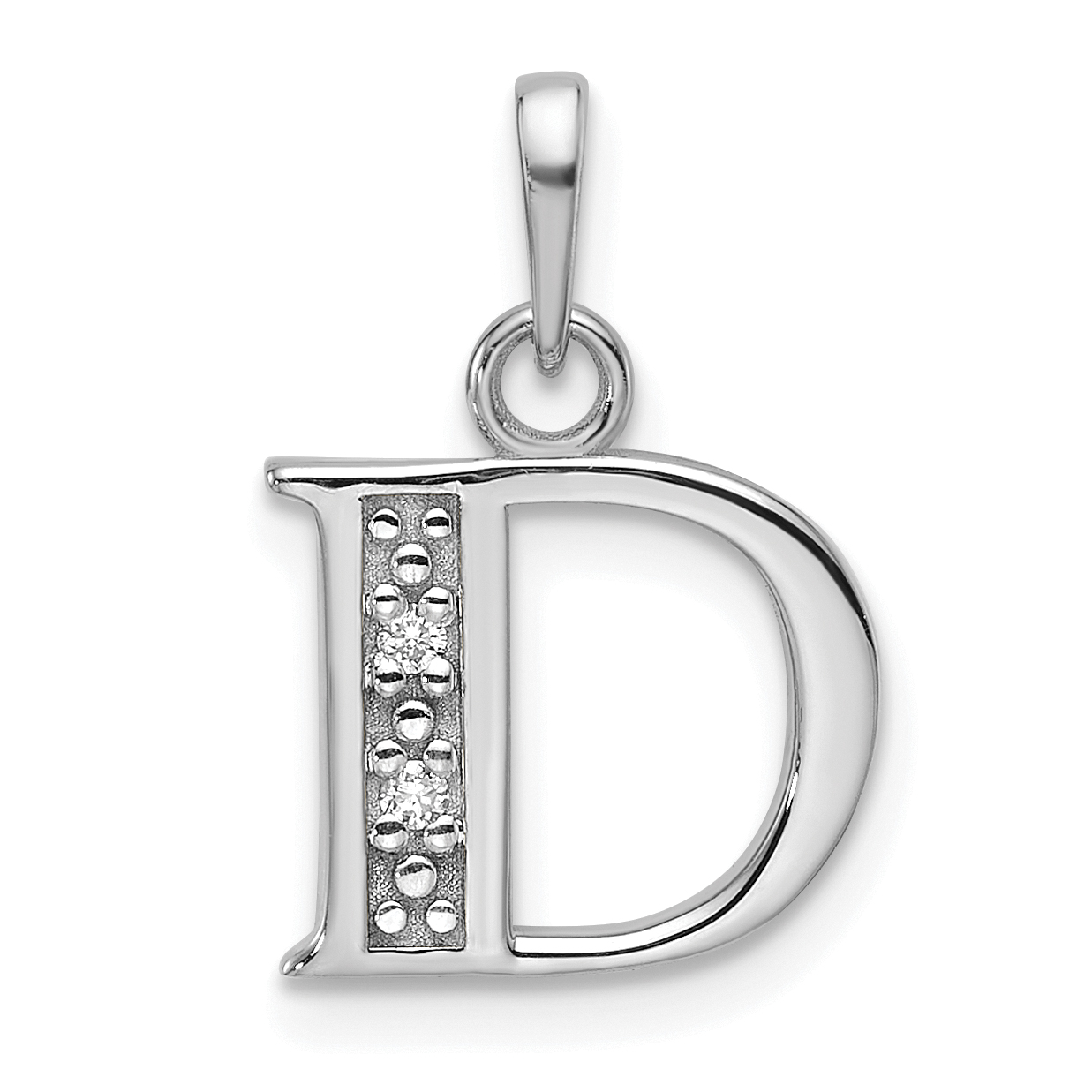 14K White Gold Diamond Letter D Initial Pendant (YC1541WD)