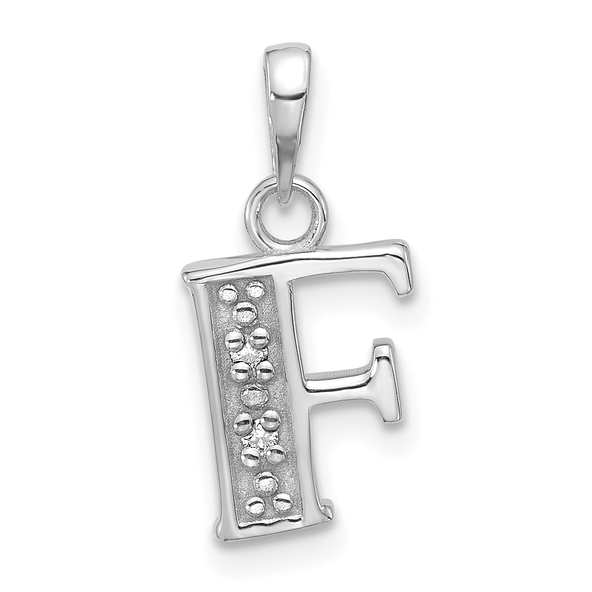 14K White Gold Diamond Letter F Initial Pendant (YC1541WF)