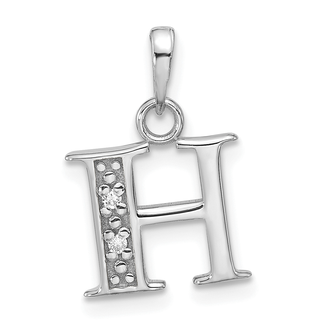 14K White Gold Diamond Letter H Initial Pendant (YC1541WH)