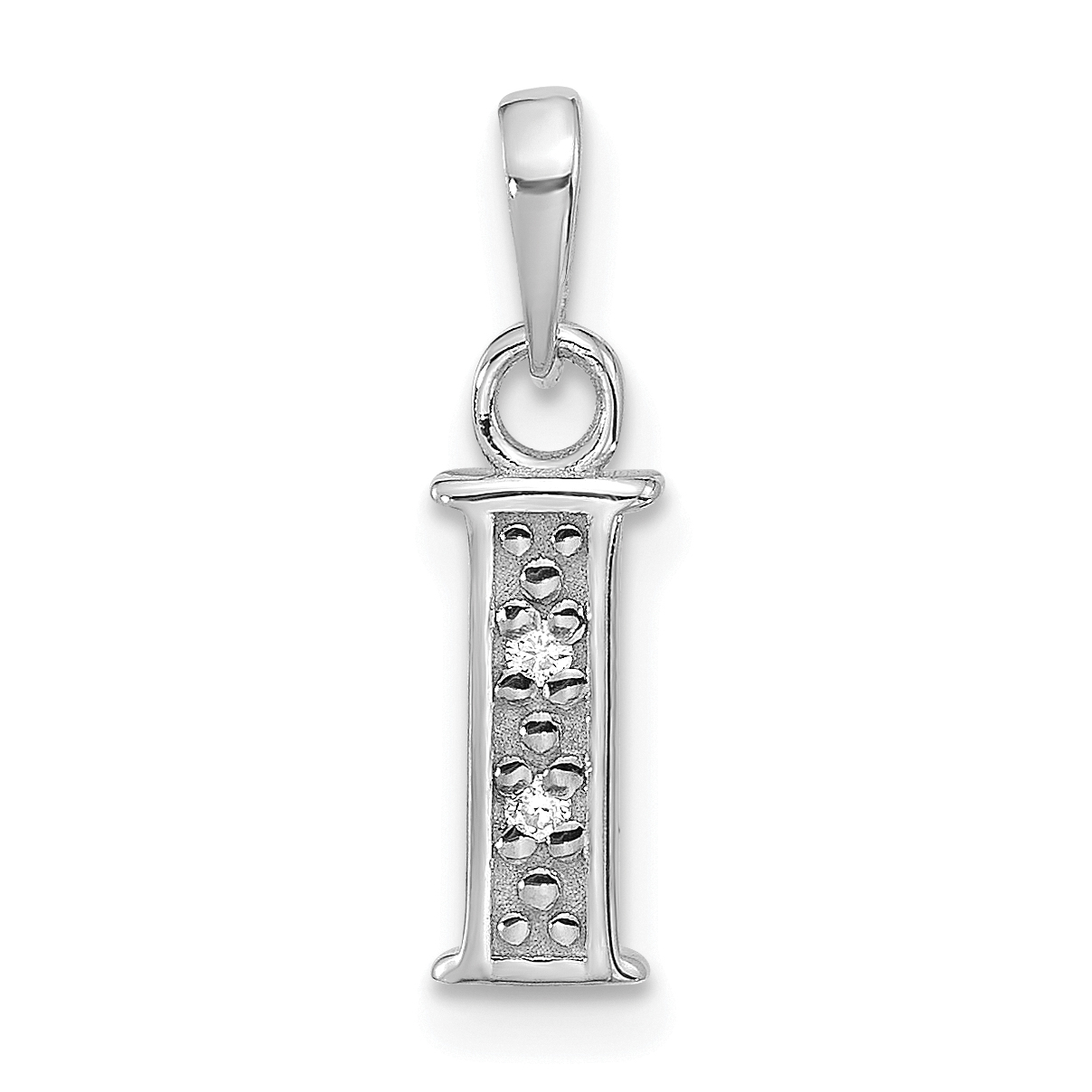 14K White Gold Diamond Letter I Initial Pendant (YC1541WI)