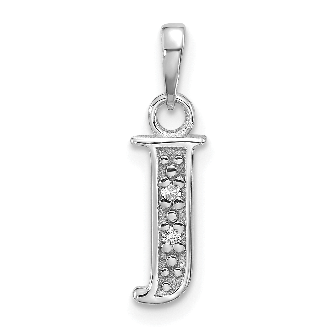 14K White Gold Diamond Letter J Initial Pendant (YC1541WJ)
