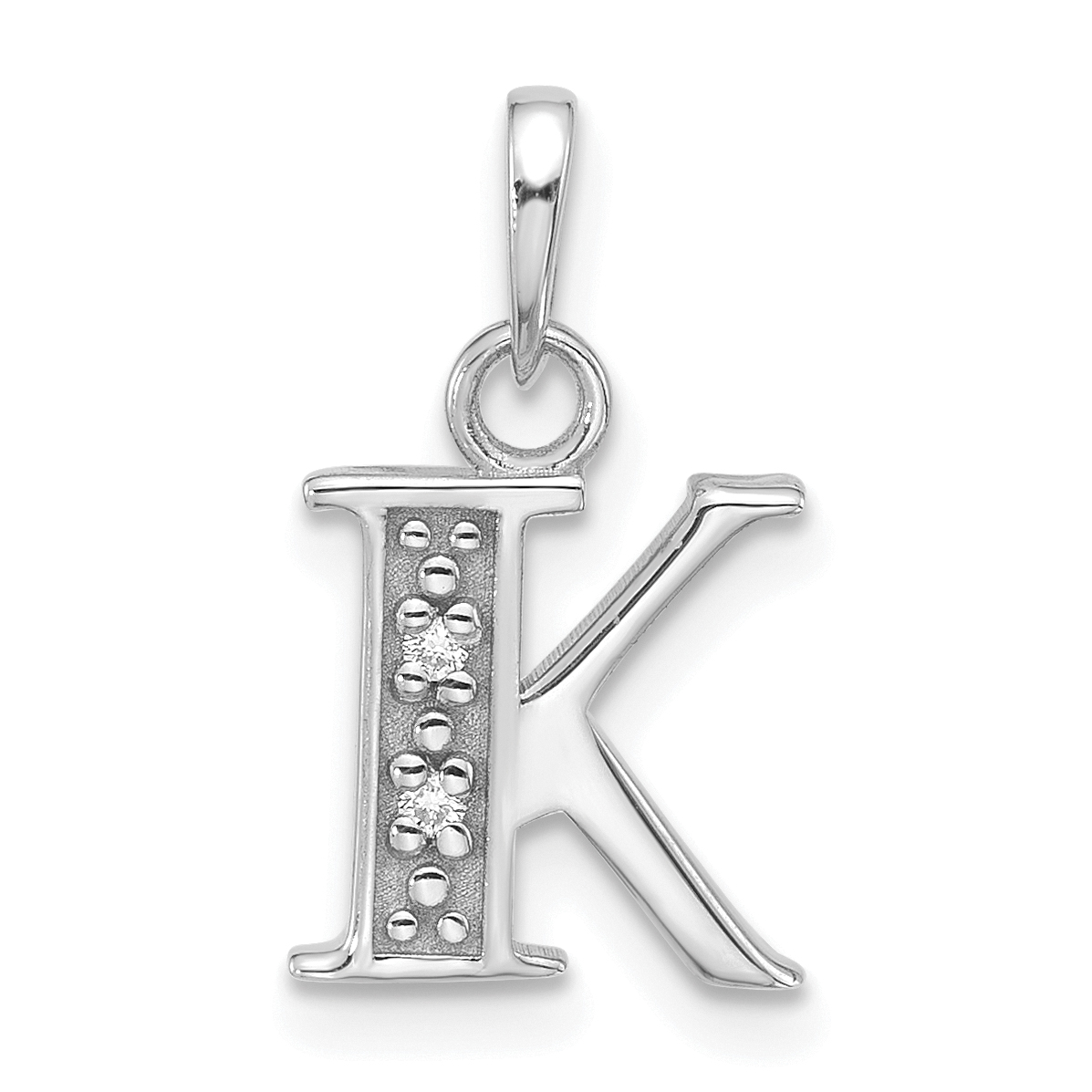 14K White Gold Diamond Letter K Initial Pendant (YC1541WK)