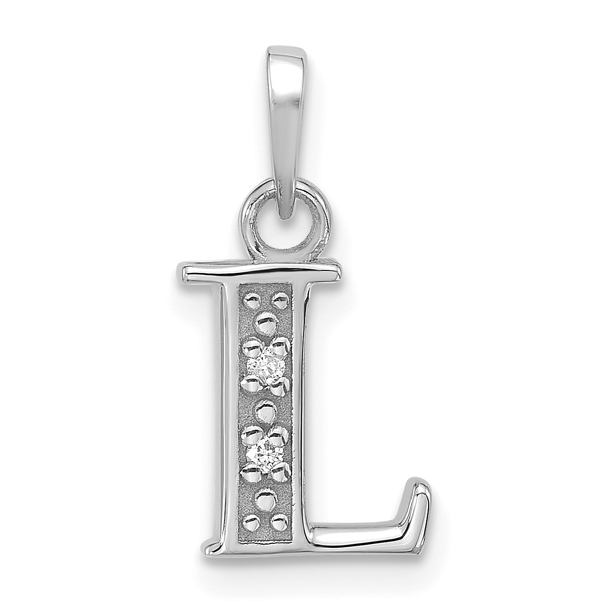 14K White Gold Diamond Letter L Initial Pendant (YC1541WL)