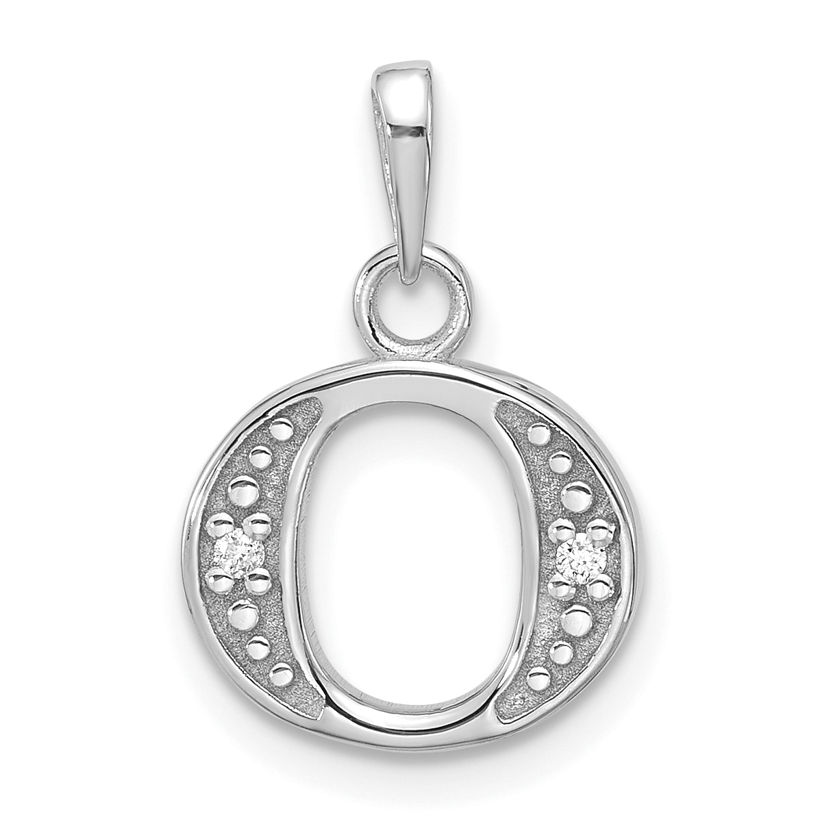 14K White Gold Diamond Letter O Initial Pendant (YC1541WO)
