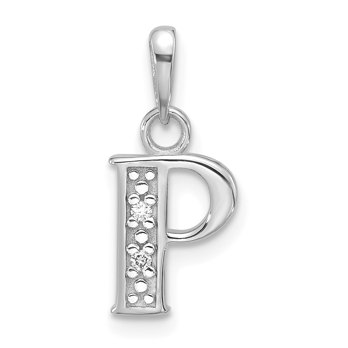14K White Gold Diamond Letter P Initial Pendant (YC1541WP)
