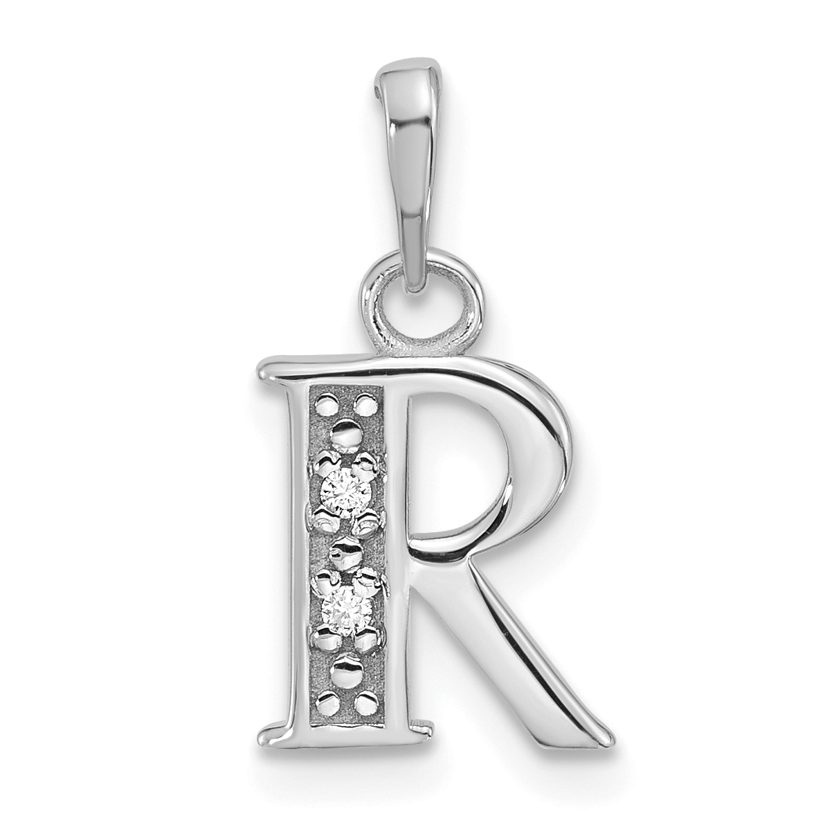 14K White Gold Diamond Letter R Initial Pendant (YC1541WR)