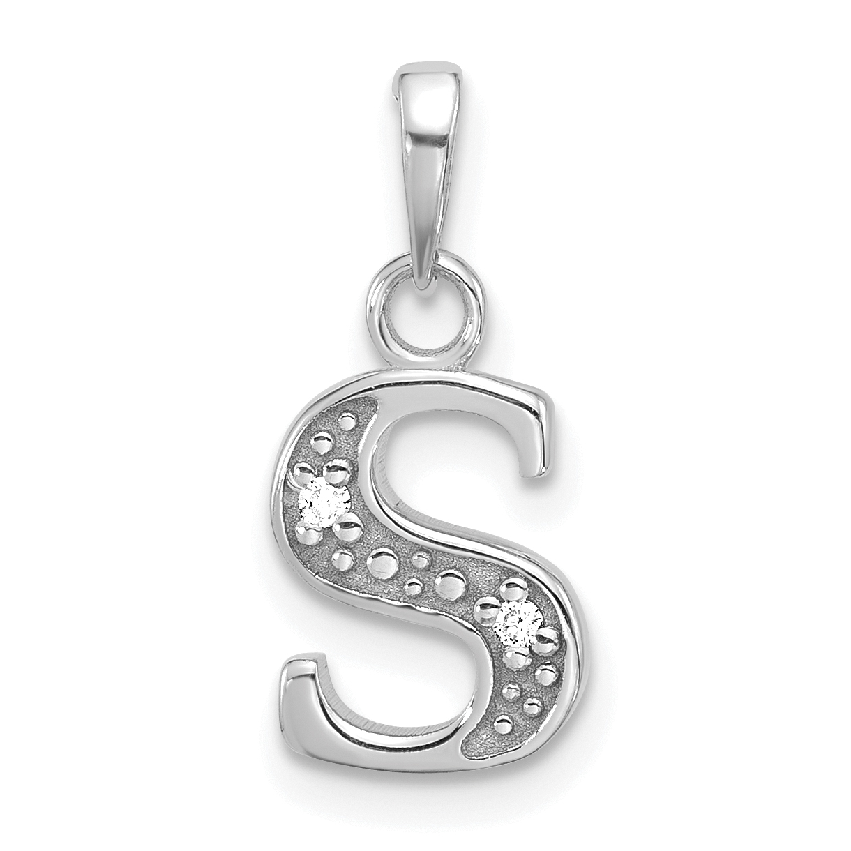 14K White Gold Diamond Letter S Initial Pendant (YC1541WS)
