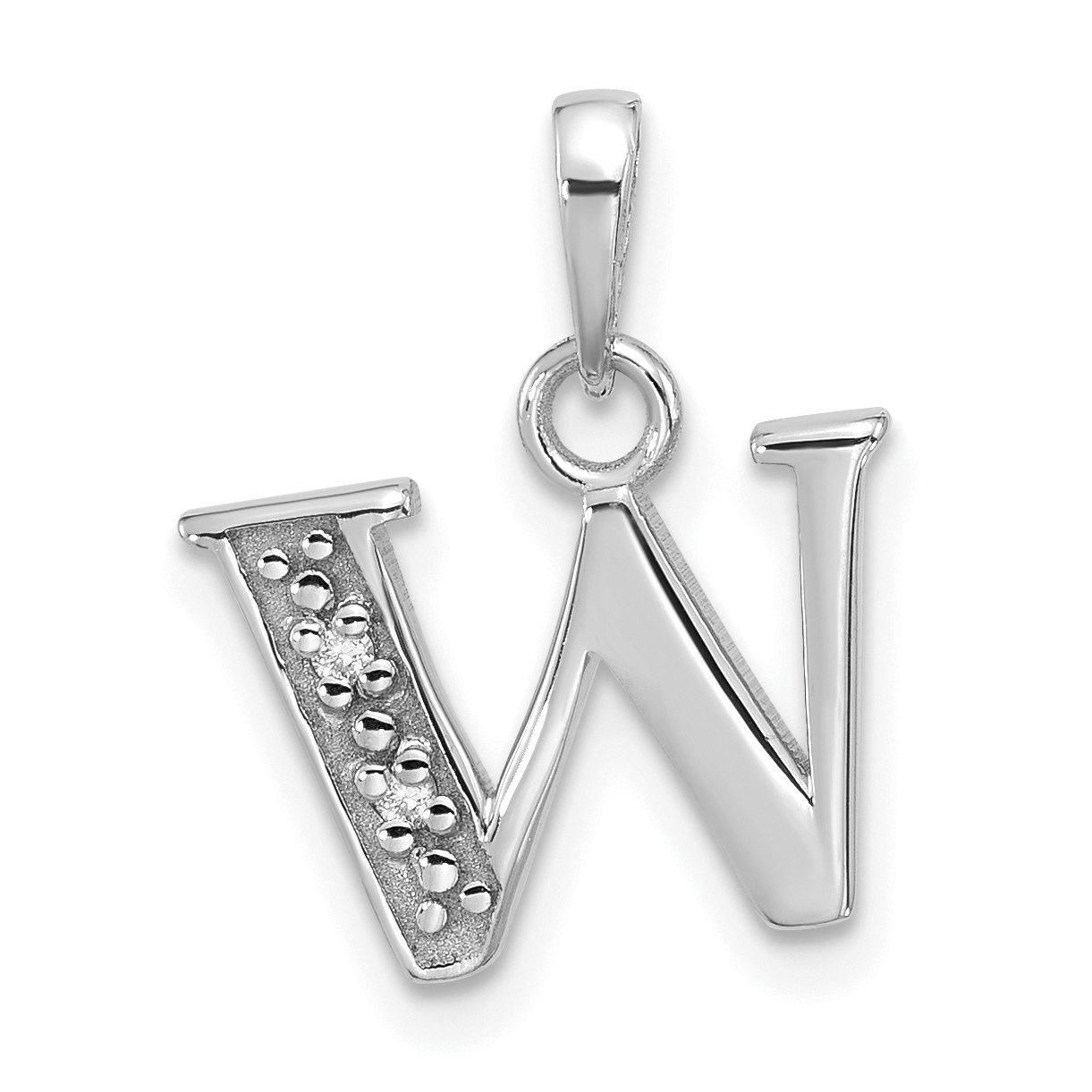 14K White Gold Diamond Letter W Initial Pendant (YC1541WW)