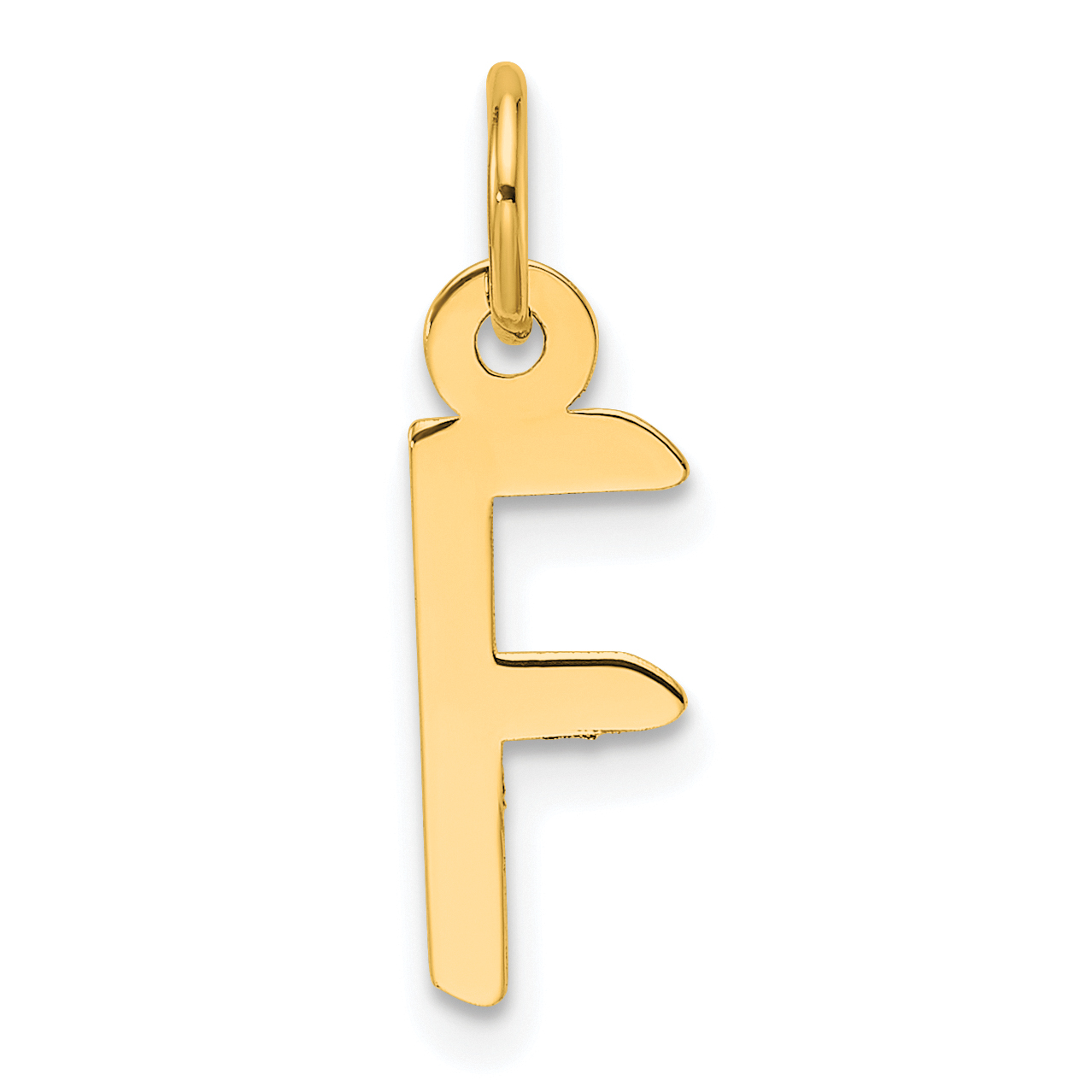 14K  Slanted Block Letter F Initial Charm (YC1552F)