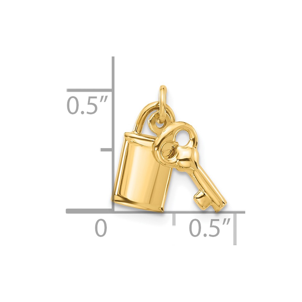 14K Polished Lock and Key Pendant (YC1558)
