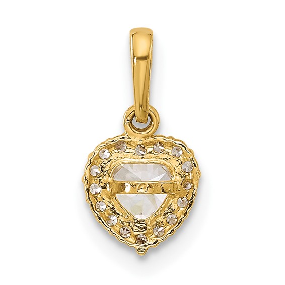14K CZ Halo Heart Pendant
