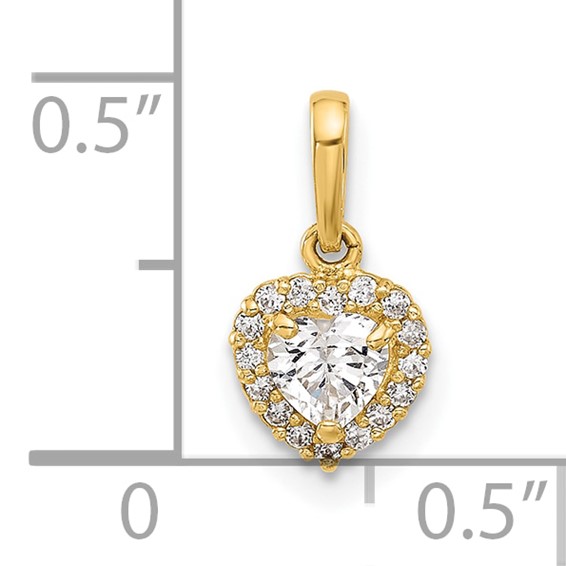 14K CZ Halo Heart Pendant
