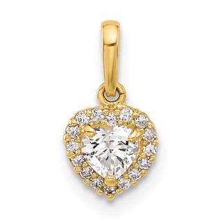 14K CZ Halo Heart Pendant