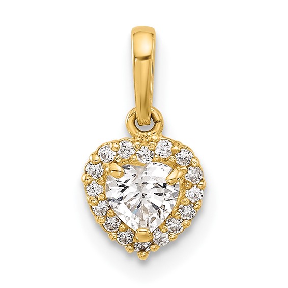 14K CZ Halo Heart Pendant