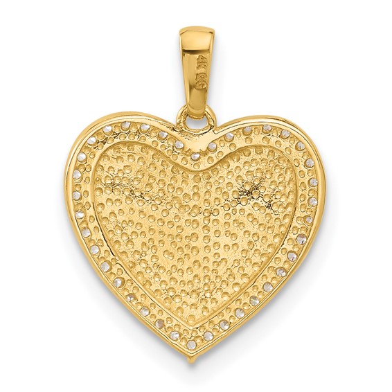 14k Polished CZ Engravable Heart Pendant