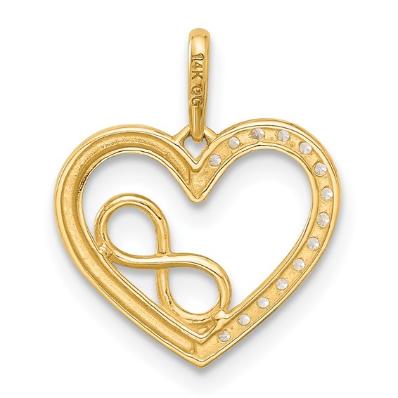 14k Polished CZ Infinity Heart Pendant