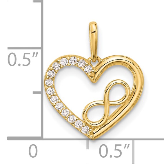 14k Polished CZ Infinity Heart Pendant