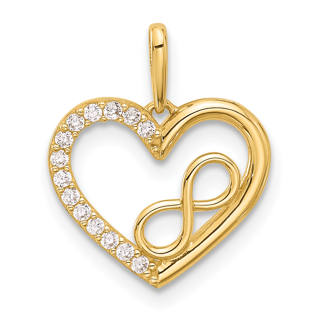 14k Polished CZ Heart w/Infinity Pendant (YC1565)