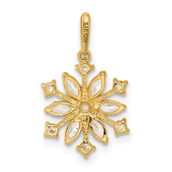 14k Polished CZ Snowflake Pendant
