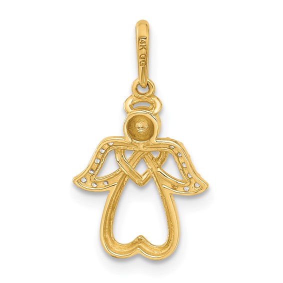 14k Polished CZ Angel Pendant