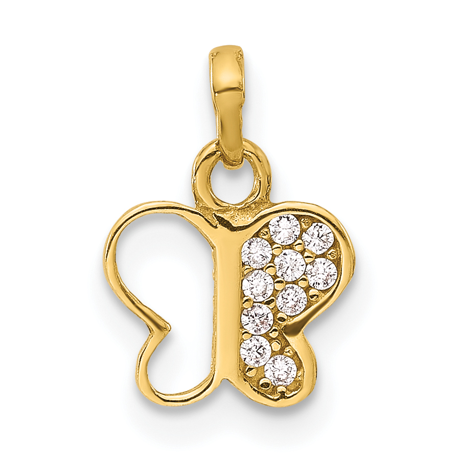 14K Polished CZ Butterfly Pendant (YC1570)