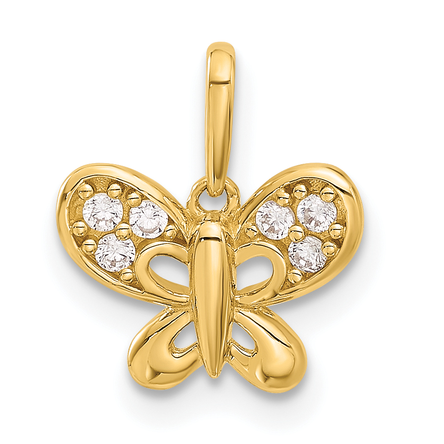 14k Polished CZ Butterfly Pendant (YC1571)